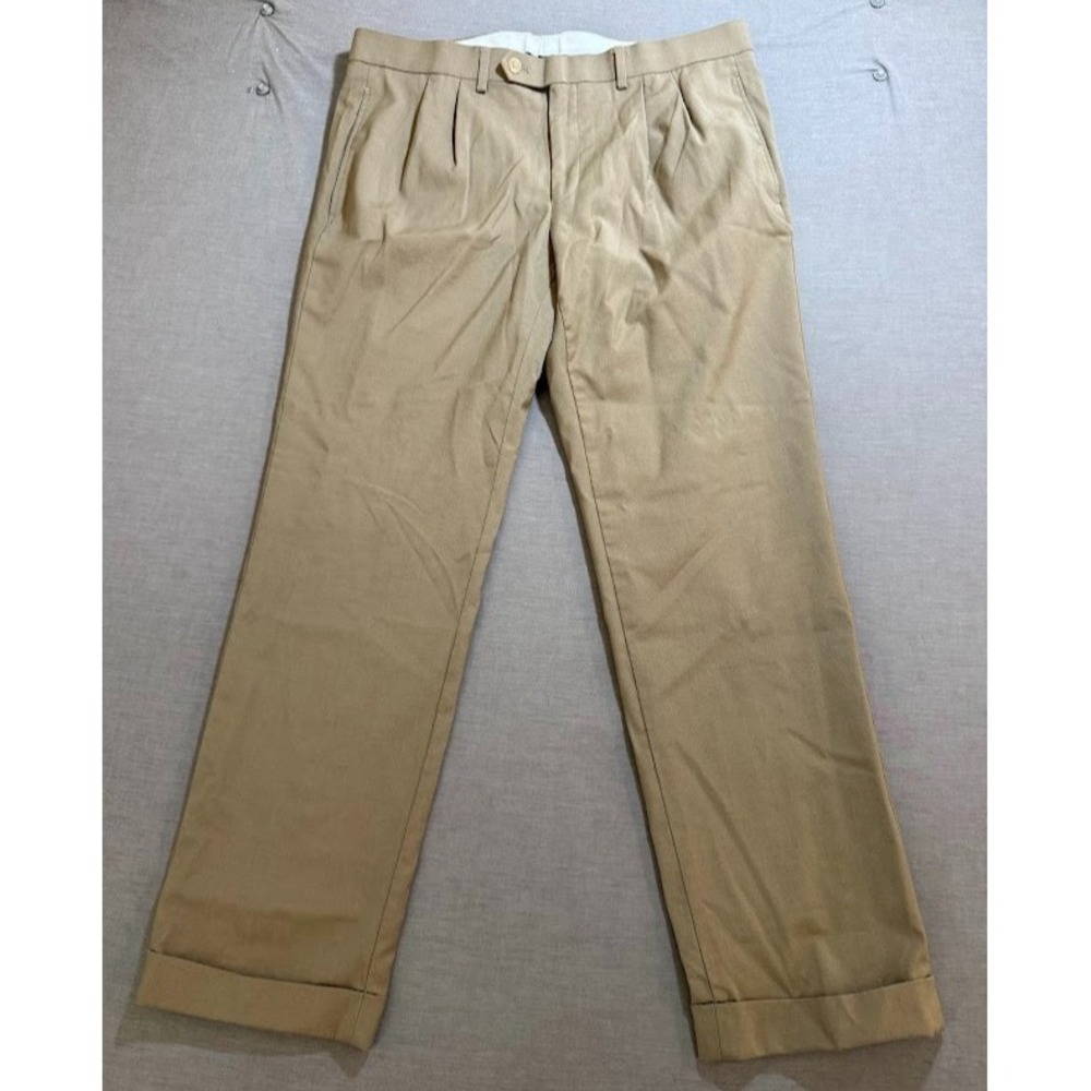 Lauren Ralph Lauren Pleated High Performance Jeans Mens 36 Beige Wool Zip 36x29.